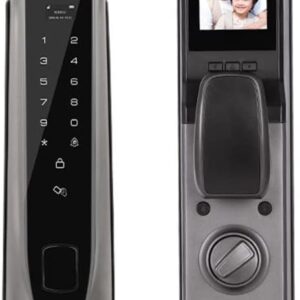 KANBUN Automatic Built-in WiFi App Remote Lock Detection Fingerprint Password Card Button Smart Door Lock (Color : Black, Size : 30x388mm)