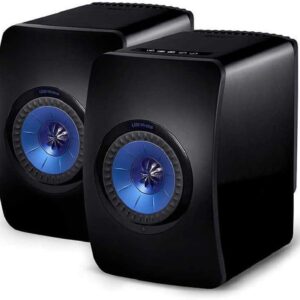 KEF LS50W SP3903BA Active Music System with Bluetooth and Wireless Streaming Titanium Speaker, Black/Blue