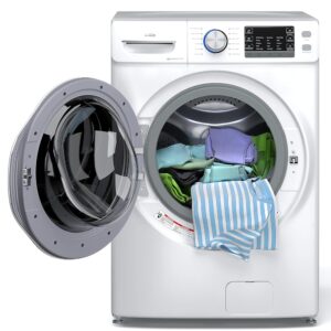 KoolMore FLW-5CWH Front Load 4.5 Cu. Ft Machine with Quiet Inverter Motor, Steam and Water Plus Functions, 20-Minute Quick, 12 Washing Cycles [120V], X-Large (27"), White