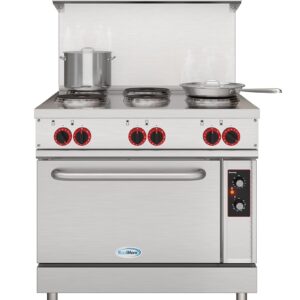 KoolMore KM-CR36-E 36 in. Commercial Range with 6 Burners and 1 Standard Electric Oven in Stainless Steel-208V 3-Phase, CSA Listed