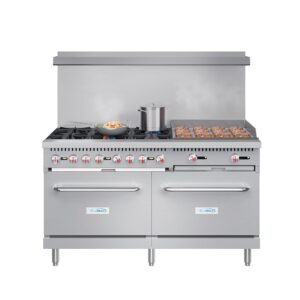 KoolMore KM-CRG60-NG 60 in. 6 Burner Commercial Natural Gas Range with 24 in. Griddle