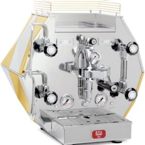 La Pavoni DIAMANTINA Home-Pro 120V Semi-Professional Coffee Machine, Stainless Steel and Gold, Precise Electronic Temperature Control, Dual Boiler System, Powerful Motor