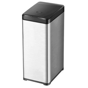 Large Capacity Household Kitchen Trash Can with Lid Stainless Steel Smart Trash Can Rectangular Induction Trash Can, 50 Liter Gallon Trash can for Bedroom(Black,30L)