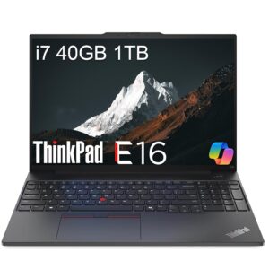 Lenovo ThinkPad E16 Business Laptop (16" FHD+ Anti-Glare, Intel 10-Core i7-1355U, 40GB RAM, 1TB SSD), Backlit, Fingerprint, 1080p Webcam w/Shutter, Thunderbolt 4, Ethernet, Win...