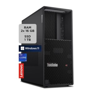 Lenovo - ThinkStation P3 Tower, Desktop PC Office with Windows 11 Pro, Intel Core i9-14900, RAM 2X16GB UDIMM DDR5-4400 Non-ECC, 1TB SSD NVMe - Computer with PCIe Expandability