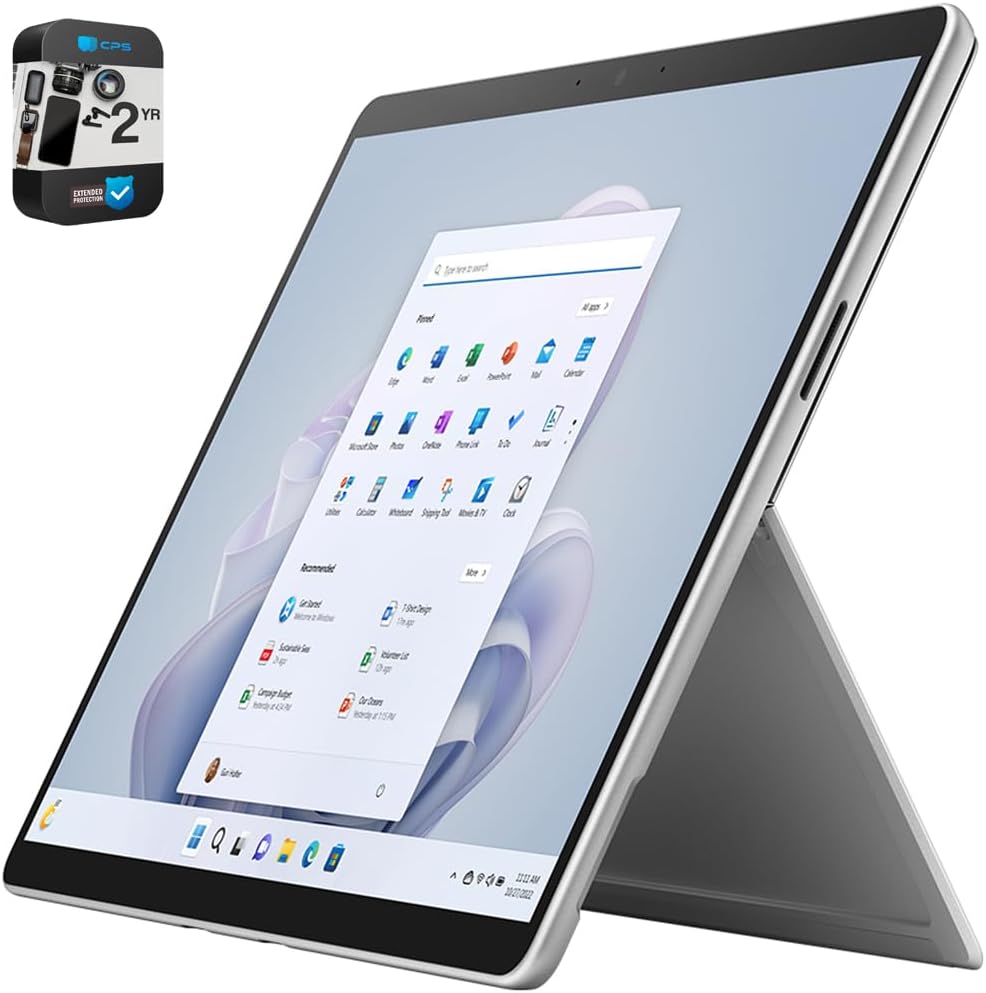 Microsoft QLP-00001 Surface Pro 9, 13" 2-in-1 Tablet & Laptop, Thin & Lightweight, Intel 12th Gen i7 Fast Processor, 32GB Ram, 1TB Storage, Platinum Bundle with 2 YR CPS...