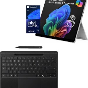 Microsoft Surface Pro 11 Bundle, 2-in-1 Tablet with Black Flex Keyboard and Slim Pen, Copilot+ PC, 13" Touchscreen 600nits, Intel Ultra 7 Series 2 266V AI Boost NPU, 16GB RAM,...