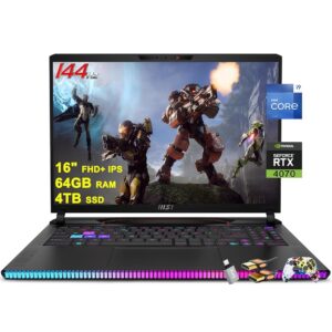 MSI Raider GE68HX Gaming Laptop 16" FHD+ IPS 144Hz Intel 24-core i9-14900HX 64GB RAM 4TB SSD GeForce RTX 4070 RGB Backlit Thunderbolt4 USB-C Dynaudio FHD IR Privacy Camera Win11...