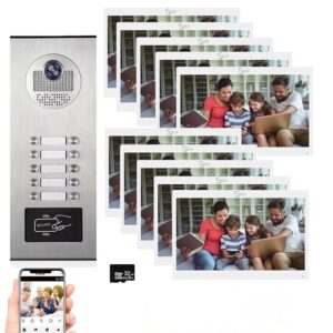 Multi-Unit Home Apartment Visual Intercom Doorbell System,10 Inch Monitor Wired Video Doorbell Door Phone Kits,IR Camera,Motion Detection, Swipe Card, Monitor, Tuya APP (1...