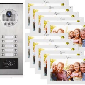 Multi-Unit Home Apartment Visual Intercom Doorbell System,7 Inch Monitor Wired Video Doorbell Door Phone Kits,IR Camera,Motion Detection, Swipe Card, Monitor, Tuya APP (1...