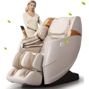 Oversize 4D Massage Chair Full Body Zero Gravity Massage Recliner Chair SL Track O2 Ionizer Motorized Extension Calf Kneading Massage Yoga Stretch Back Heating 20 Modes Space...