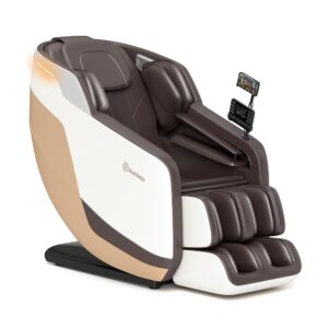Real Relax 2025 Massage Chair Full Body, Zero Gravity SL-Track Shiatsu Massage Recliner with Thai Stretch, Body Scan, Foot Rollers, Phone Holder, Favor-24 Brown
