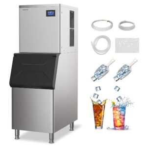 Real Relax Commercial Ice Maker Machine 400 lbs /24 h, 330 lbs Storage Bin, ETL Approved Industrial Ice Machine, Automatic Cleaning, LCD Display for Bar, Cafe, Restaurant