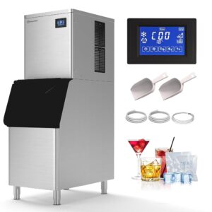Real Relax Commercial Ice Maker Machine, 440LBS/24H ETL Approval Ice Machine, 330 lbs Ice Storage Capacity, Auto Self-Cleaning, LCD Display, with Ice Scoop for Bar Cafe...