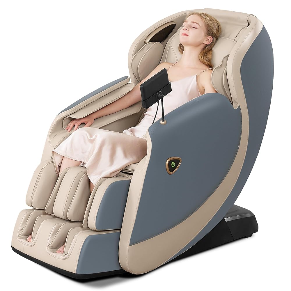 Real Relax Full Body Massage Chair SL Track, Zero Gravity Massage Chair Recliner with 16 Auto Modes, Body Scan, Waist Heating, Foot Massage, Bluetooth, Blue