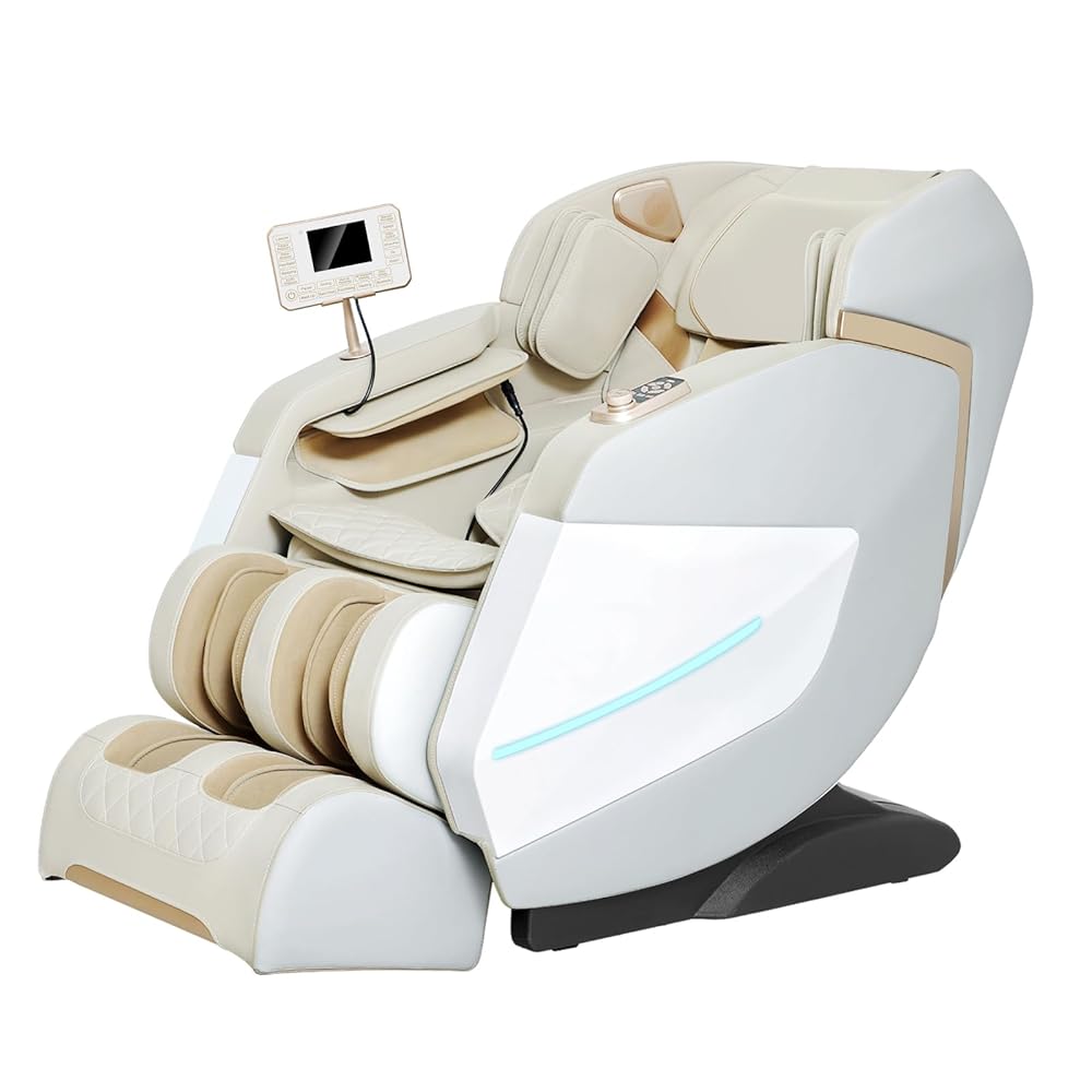 Relaxora Massage Chair 3D Zero Gravity SL Track Full Body Shiatsu Massage with Foot Rollers Bluetooth Heat Therapy Calf Kneading Massage Airbag Massage Stretch (Beige)