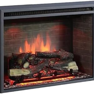 RICHEN EF4XC Electric Fireplace with Heater, 3D Flame Effect, Crinkle Function and Remote Control, Black