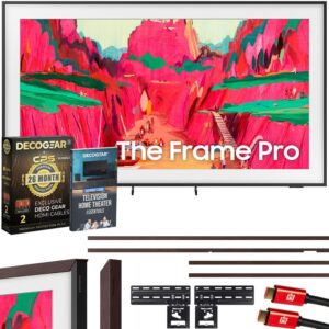 Samsung 85" The Frame Pro LS03FW 4K Neo QLED TV (2025) Bundle with Modern Brown Bezel, CPS 26 Month Protection, Slim Flat Mount, 2X HDMI Cables & Deco Gear Complete Home Theater...