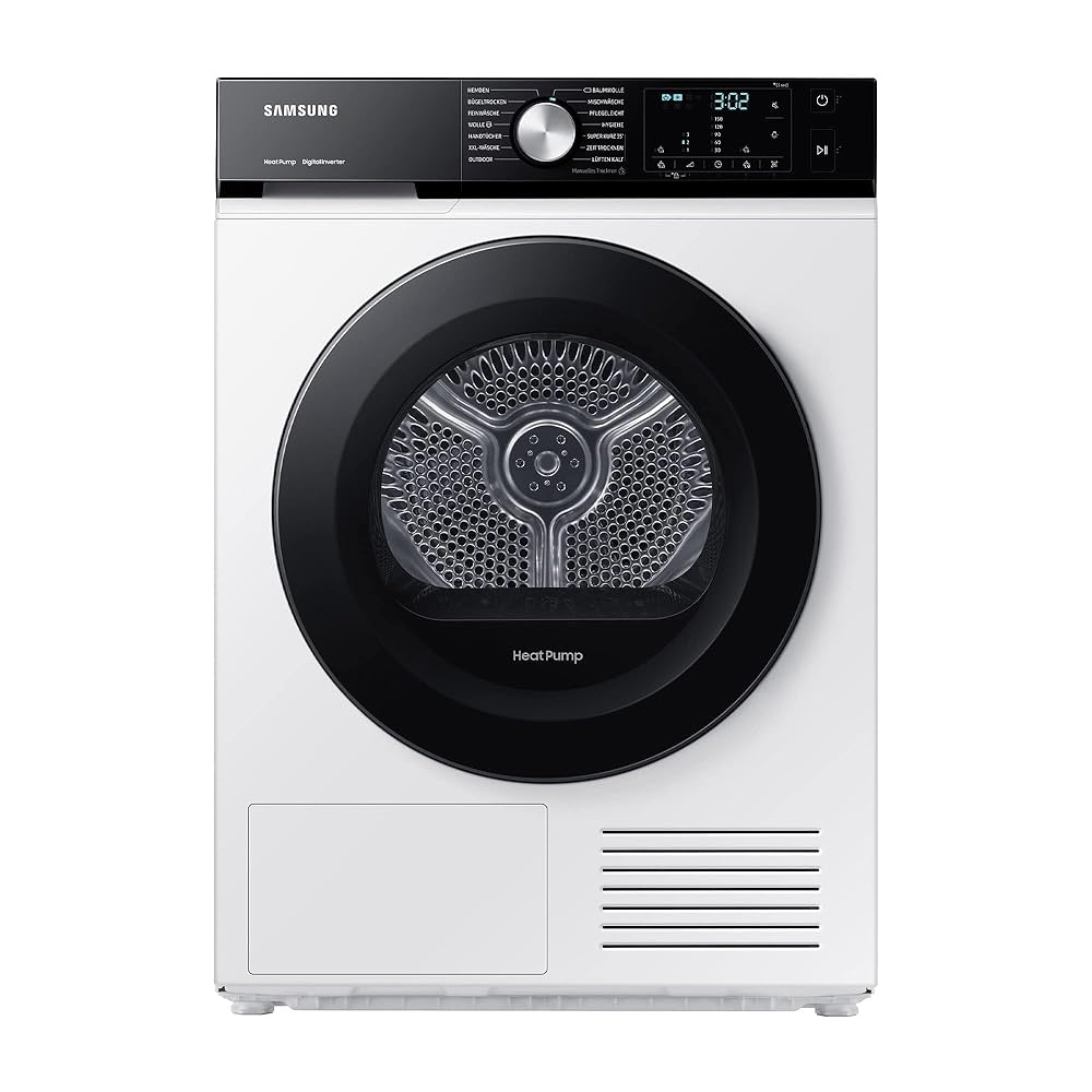 Samsung Bespoke DV8GBBA225AE/EG Heat Pump Dryer, 8 kg, Hygiene+, Optimal Dry - Sensor-Controlled Drying, 2-in-1 Comfort Filter, Super Short 35 Inverter Motor, White