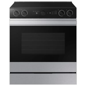 SAMSUNG Bespoke Smart Slide-In Electric Range 6.3 cu. ft. with Smart Oven Camera & Illuminated Precision Knobs, NSE6DG8700SRAA, Stainless Steel