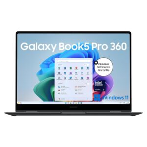Samsung Galaxy Book5 Pro 360 2-in-1 Laptop, 16-Inch Display, Convertible AI Notebook, Intel Core Ultra 7, 32GB RAM, 1TB Memory, Copilot+ PC, Moonstone Grey