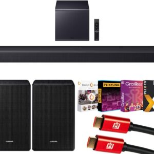 Samsung Q Series Soundbar HW-Q900F 7.1.2 ch Subwoofer (2025) Q-Symphony Bundle with SWA-9500S Wireless Rear Speakers, Tech Smart USA Premiere Movies Streaming and 2X 4K HDMI Cable