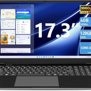 SGIN 17.3 Inch Laptop 4GB RAM 128GB SSD ROM Notebook, Core I3, FHD IPS, 2 x USB 3.2, Bluetooth 4.2, Dual Band WiFi, Expandable Memory 512GB TF 7000mAh