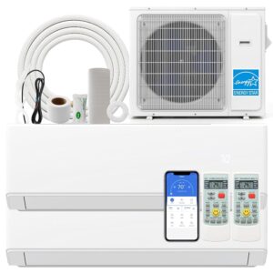 SIMOE 36000 BTU Dual 2 Zone, 208-230V, Mini Split Air Conditioner, 23 SEER2 12,000 BTU+ 12,000 BTU, Wifi-Enabled Ductless, Multi Zones Mini Split AC Heat Pump Full Set,...