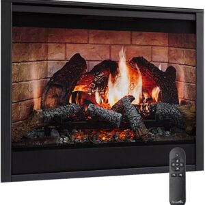 SimpliFire Inception 36" Electric Fireplace with Mantel Option - Digital Spark Technology True-to-Life Flames, Glowing Embers, Hand-Painted Logs, WiFi IntelliFire App, Voice &...