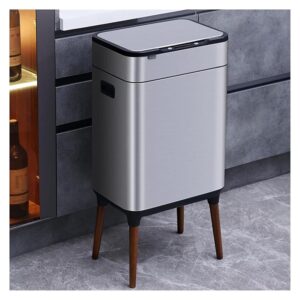 Smart Sensor Trash Can Stainless Steel Rectangle Trash Bin High Foot Rubbish Bin Kitchen Sorting Garbage Can Automatic Waste Bin