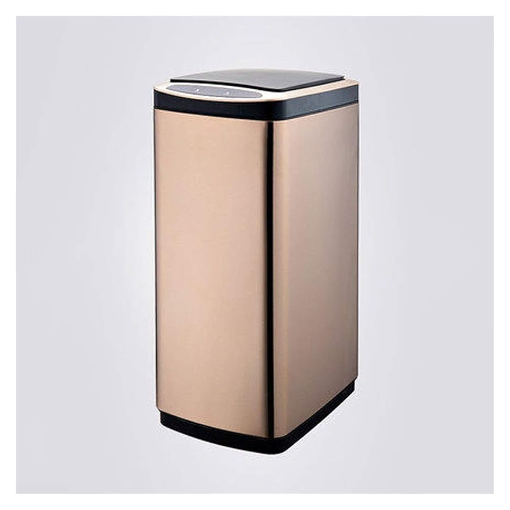 Smart Stainless Steel Kitchen Trash Can with Lid, Touch-Free Automatic 20L/30L Large Capacity Waste Bin, Silent Close & Dual Charging Mode(Champagne,30L)