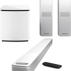 Smart Ultra Dolby Atmos Soundbar, White, Bundle with Bass Module 700 and 2X Surround Speakers 700 + H&A Brand 10' HDMI Cable