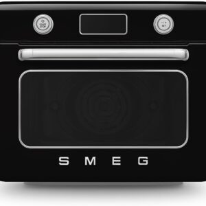 SMEG COF01Countertop Combi Oven - Multi-Function Grill, Air Fry, Steam, Bake, Convection, Defrost, and Warm, 10 Cooking Functions - Made In Italy (Black)