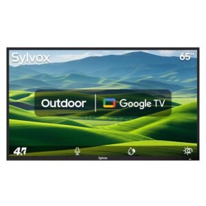 SYLVOX 65 Inch Outdoor Smart Television Weatherproof Google TV, 4K 700NIT High Brightness Temperature Resistant IP55 Waterproof TVs, Anti-Scratch, Suitable for Partial Sun...