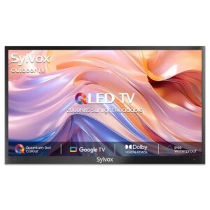 SYLVOX Outdoor TV, 75 inch Smart QLED TV, Full Sun 2000 Nit Sunlight Readable Display, Weatherproof, 4K UHD, IP55 Waterproof, Built-in Speakers, Commercial Grade Smart TVs(2024...