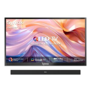 SYLVOX Outdoor TV with Soundbar & Cover, 75 inch Smart QLED TV, 2000 Nit Full Sun, Weatherproof, 4K UHD, IP55 Waterproof, Commercial Grade (2024 Model)