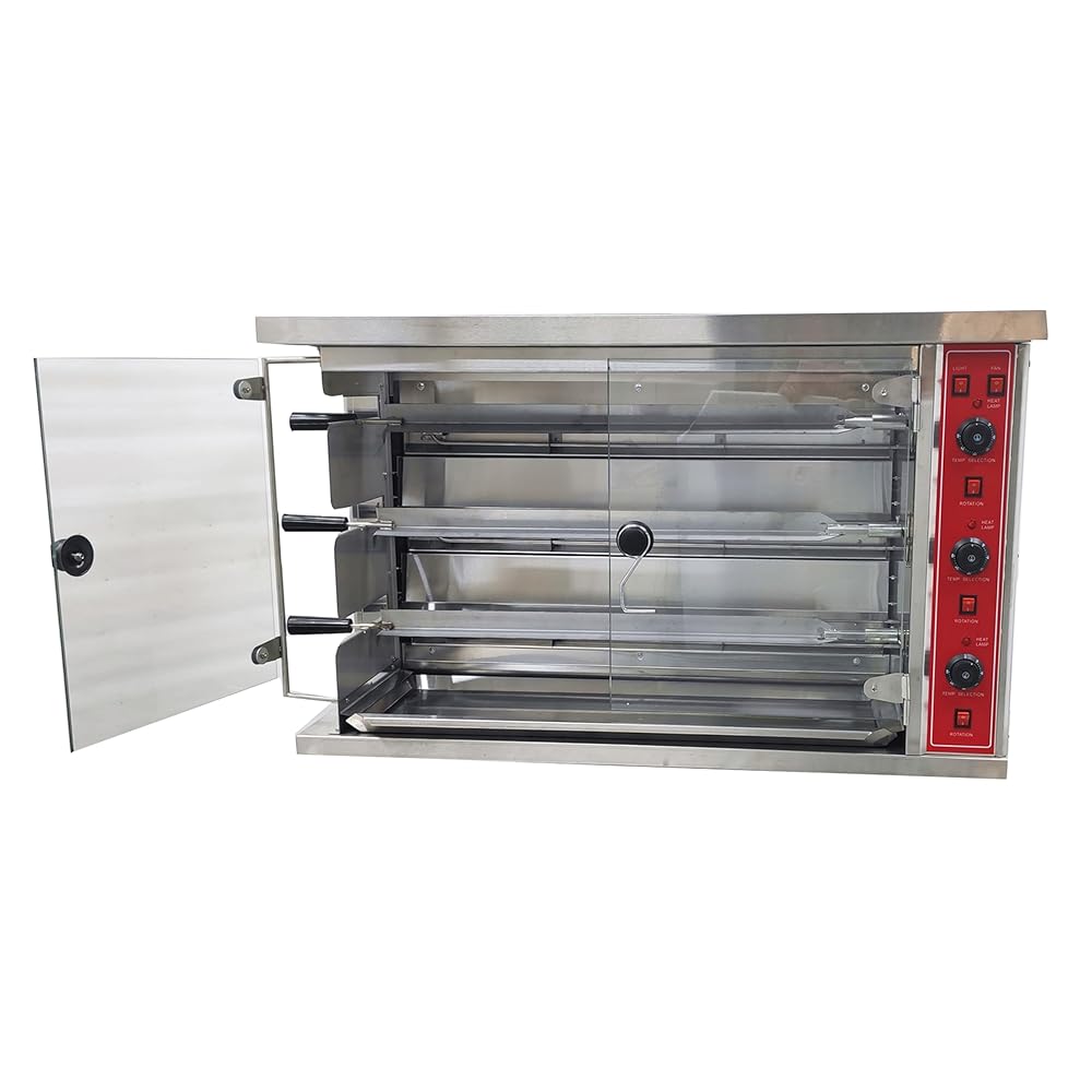 TECHTONGDA Electric Convection Toaster Ovens Commercial Air Fryer Automatic Rotary Grill 122℉-572℉ for Sheep Chicken 3 Layer 220V