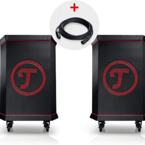 Teufel Rockster Stereo Set, Large Bluetooth Speaker, Mobile Event Sound System with Wheels, 450 W, with Long Battery Life, 2-Channel DJ Mixer, Power Bank Function, Robust Party...