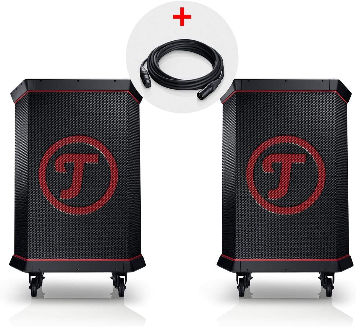 Teufel Rockster Stereo Set, Large Bluetooth Speaker, Mobile Event Sound System with Wheels, 450 W, with Long Battery Life, 2-Channel DJ Mixer, Power Bank Function, Robust Party...