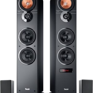 Teufel Ultima 40 Active Surround 4.0 - Active Floor Speaker with Wireless Active Rear Speaker, Bluetooth aptX, Dolby Audio, HDMI ARC CEC - Black