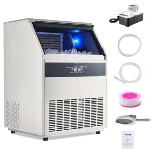 VEVOR 440lbs/24H Commercial Ice Maker Machine with Drain Pump, 130lbs Storage Capacity Ice Maker, 160 Ice Cubes in 15 Minutes, LED Digital Display Freestanding Self-Cleaning for...