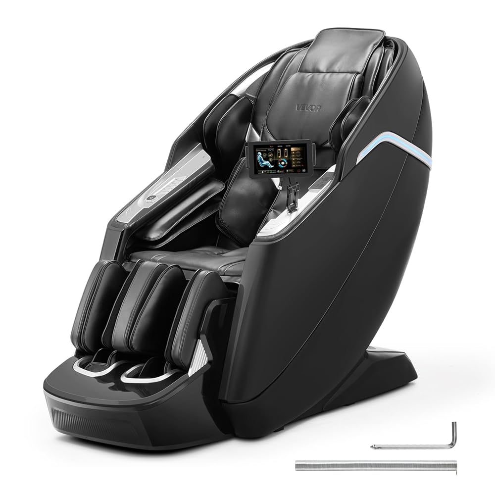 VEVOR 4D+3D Full Body Massage Chair - SL Track, AI Voice Control, Electric Extendable Footrest, Yoga Stretch, TFT Touchscreen, Home Relaxation
