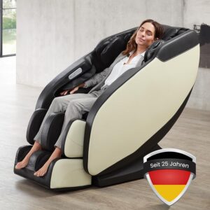 WELCON Prestige II Massage Chair in Black / White - 3D Massage Chair for Home with Zero Gravity, Heat Function and 6 Automatic Programmes