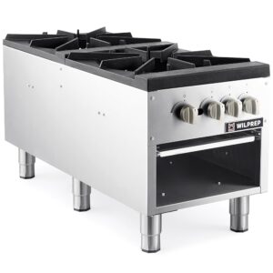 WILPREP Commercial Gas Range, 2 Burner Gas Stove with Total 160000 BTU, 53"" Propane Gas Range with Natural Gas Conversion Kit Grates, Stainless Steel Gas Range Stove for...