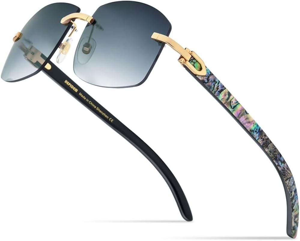 XXGJOALD 2025 Sunglasses Shell Glasses Women Squared Rimless Square Men's Sunglasses Luxury Eyewear Eyeglasses, 2, One Size, One colour, Unit size