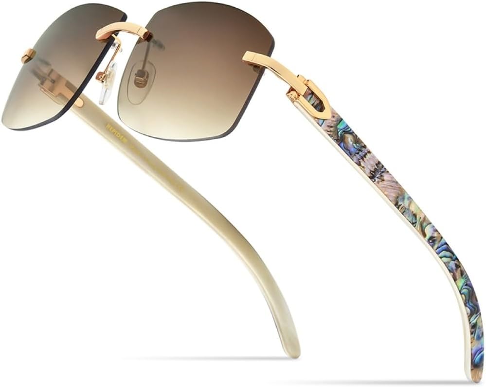 XXGJOALD New 2025 Sunglasses Shell Glasses Women Squared Rimless Square Men's Sunglasses Luxury Eyewear Eyeglasses, 5, One Size