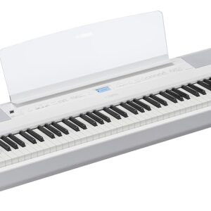 Yamaha, 88-Weighted Wooden Key Digital Piano Keyboard, Premium Sound and Touch, Music Rest, Sustain Foot Switch, White, Full (P525WH)